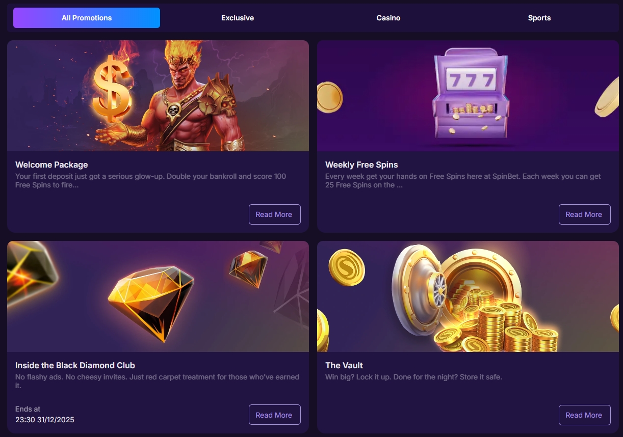 SpinBet Bonuses